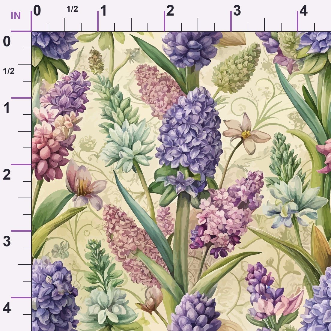 Art Nouveau Hyacinths Pattern 2 Minky Fabric