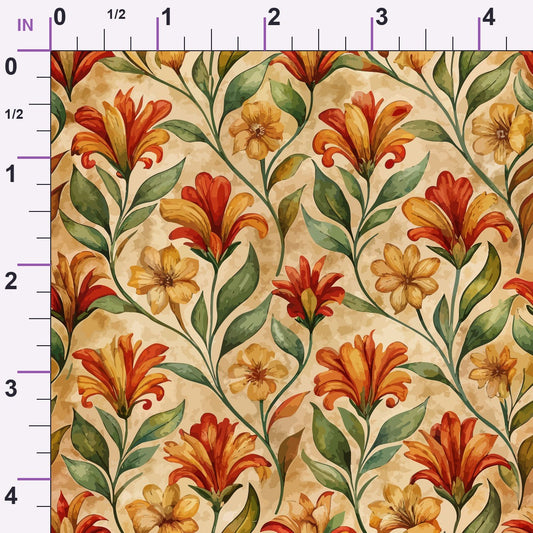 Art Nouveau Indian Paintbrush Flowers Pattern 2 Minky Fabric