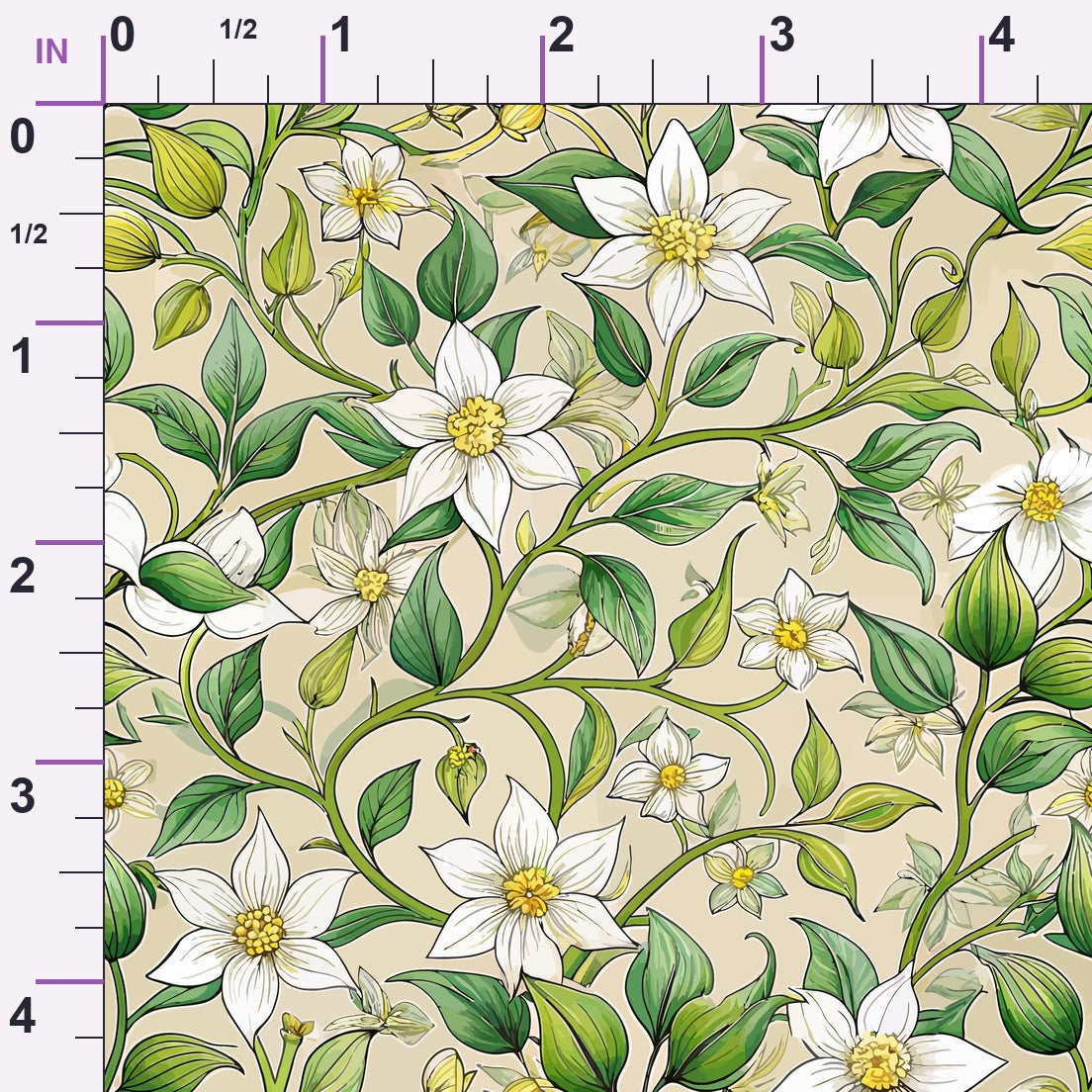 Art Nouveau Jasmine Vines Pattern 1 Minky Fabric