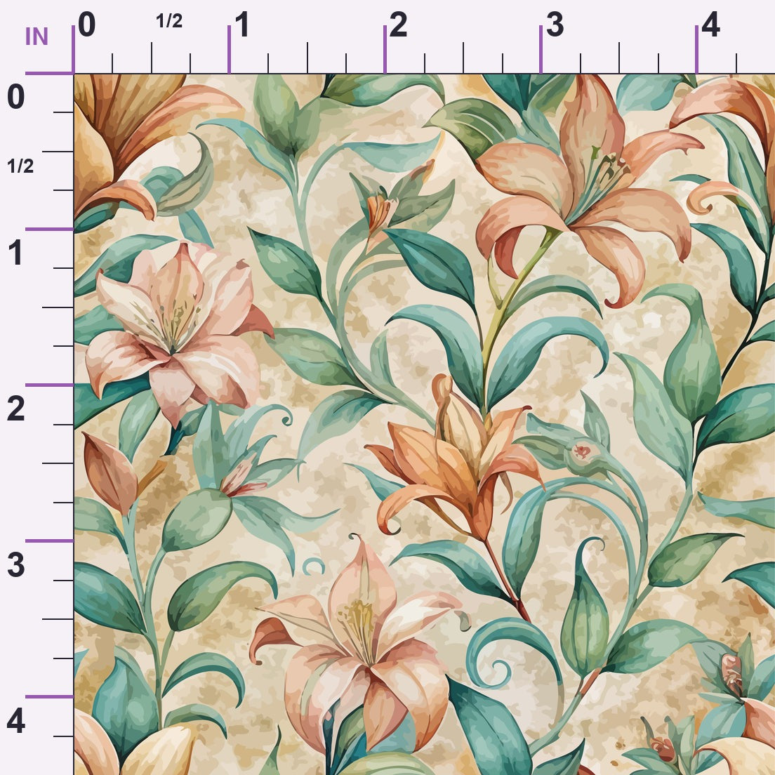 Art Nouveau Lilies Pattern 1 Minky Fabric