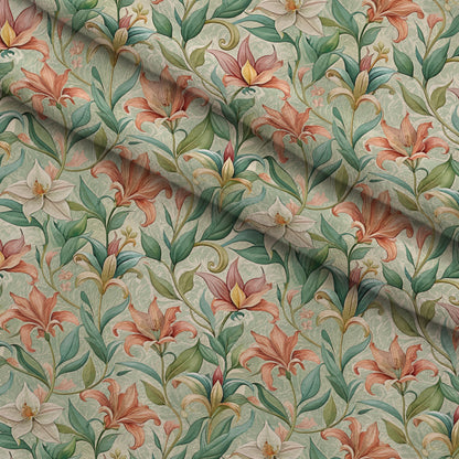 Art Nouveau Lilies Pattern 2 Minky Fabric