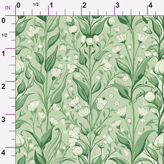 Art Nouveau Lily of the Vallies Pattern 1 Minky Fabric