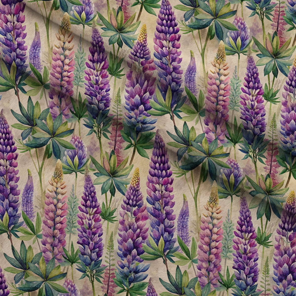 Art Nouveau Lupine Flowers Pattern 1 Minky Fabric