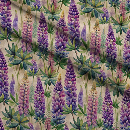 Art Nouveau Lupine Flowers Pattern 1 Minky Fabric