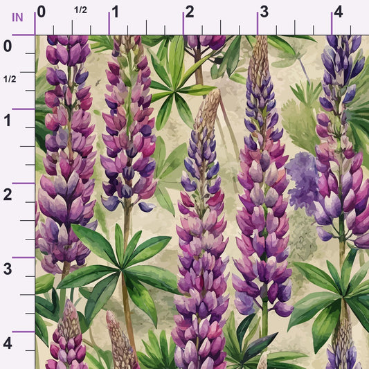 Art Nouveau Lupine Flowers Pattern 2 Minky Fabric