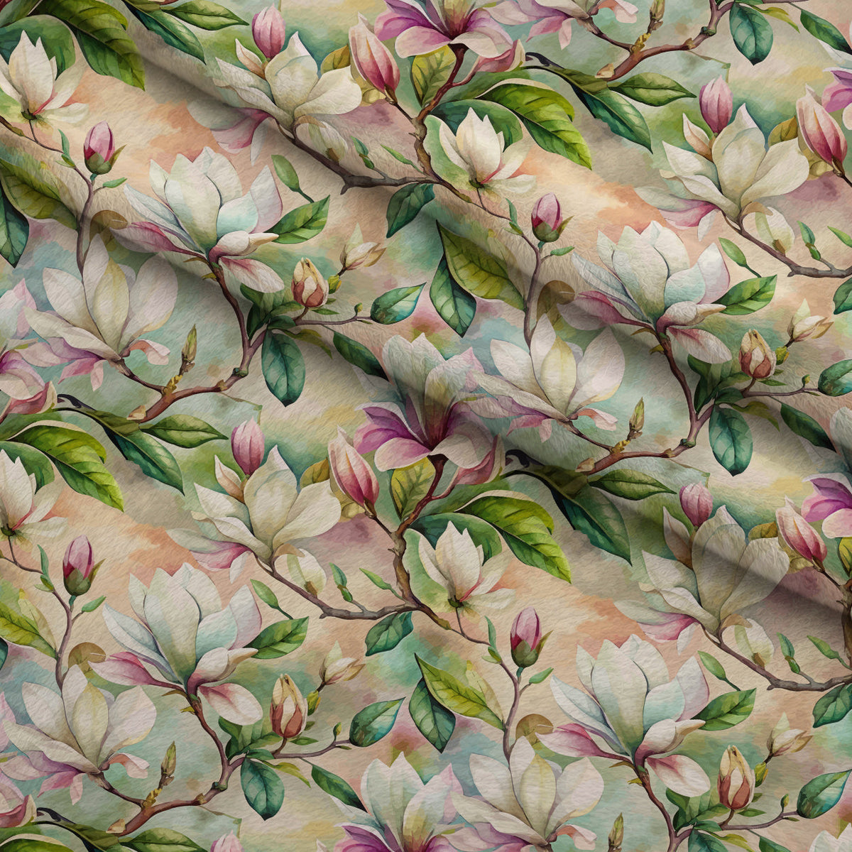 Art Nouveau Magnolias Pattern 1 Minky Fabric