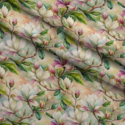Art Nouveau Magnolias Pattern 1 Minky Fabric