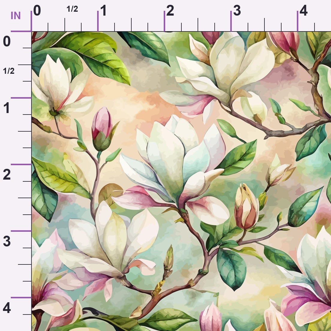 Art Nouveau Magnolias Pattern 1 Minky Fabric