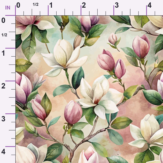 Art Nouveau Magnolias Pattern 2 Minky Fabric