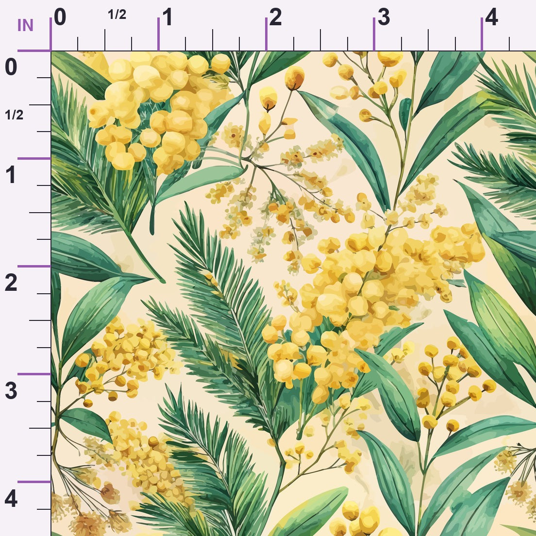 Art Nouveau Mimosa Blossoms Pattern 1 Minky Fabric