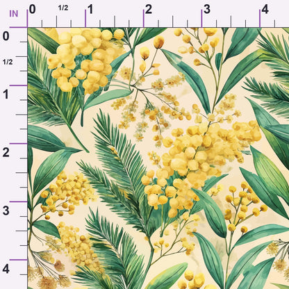 Art Nouveau Mimosa Blossoms Pattern 1 Minky Fabric