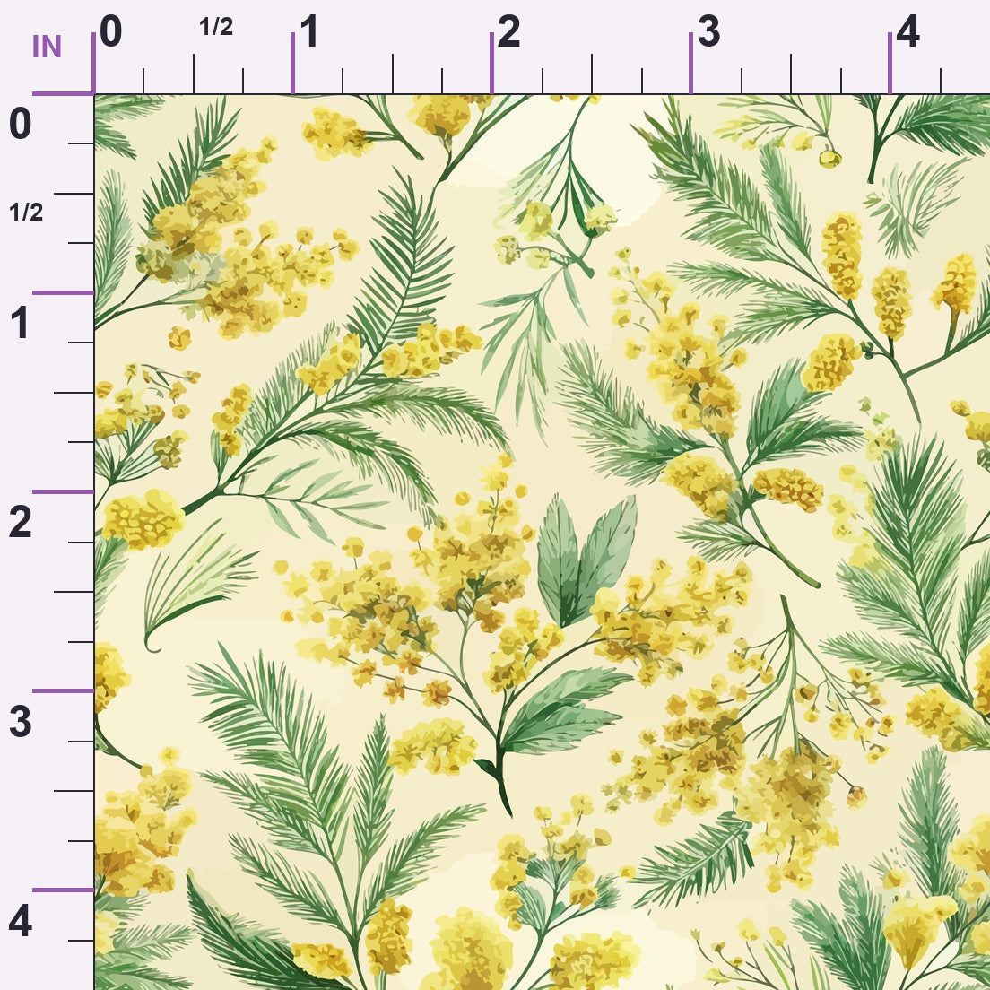 Art Nouveau Mimosa Blossoms Pattern 2 Minky Fabric