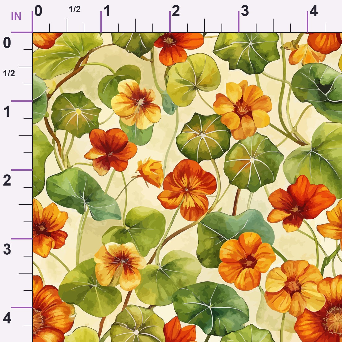 Art Nouveau Nasturtiums Pattern 1 Minky Fabric