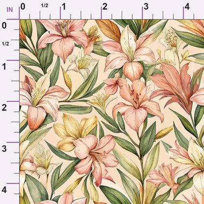 Art Nouveau Oleander Blossoms Pattern 2 Minky Fabric