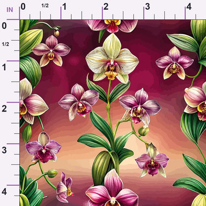 Art Nouveau Orchids Pattern 1 Minky Fabric