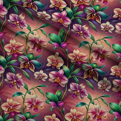Art Nouveau Orchids Pattern 2 Minky Fabric