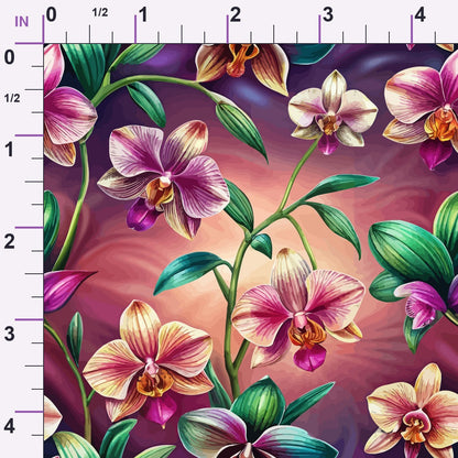 Art Nouveau Orchids Pattern 2 Minky Fabric
