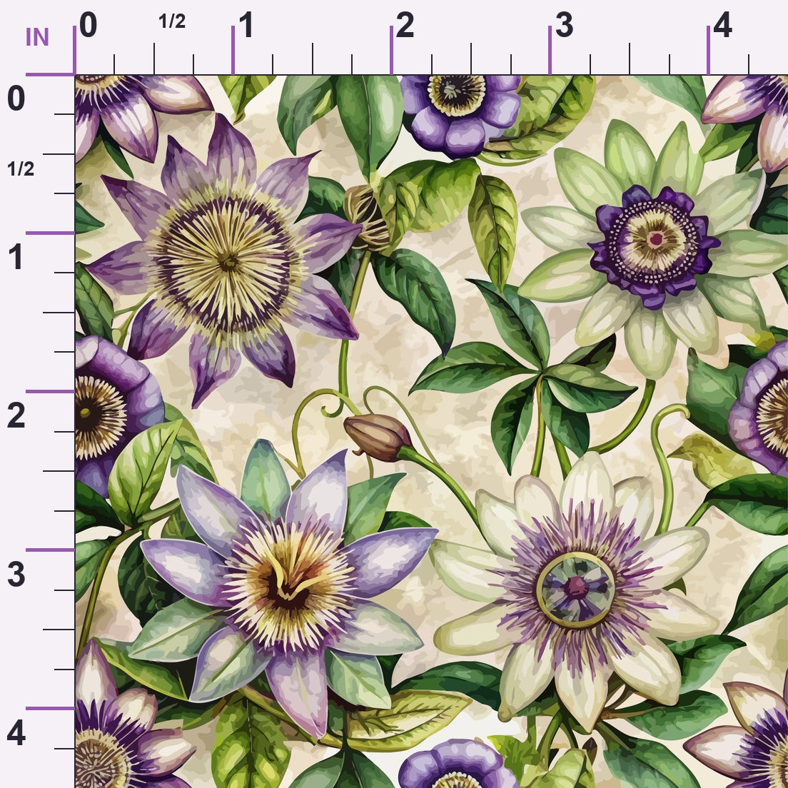 Art Nouveau Passionflowers Pattern 2 Minky Fabric