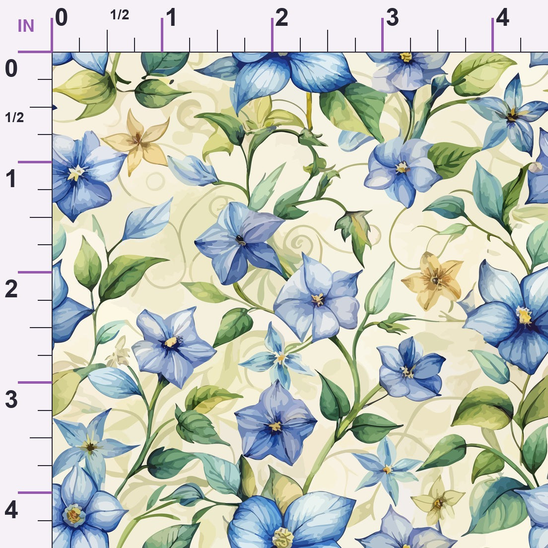 Art Nouveau Periwinkles Pattern 1 Minky Fabric
