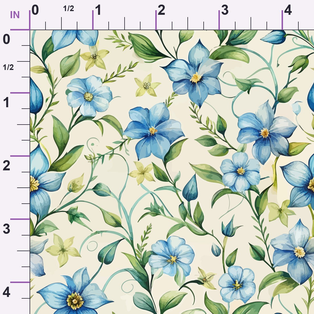 Art Nouveau Periwinkles Pattern 2 Minky Fabric