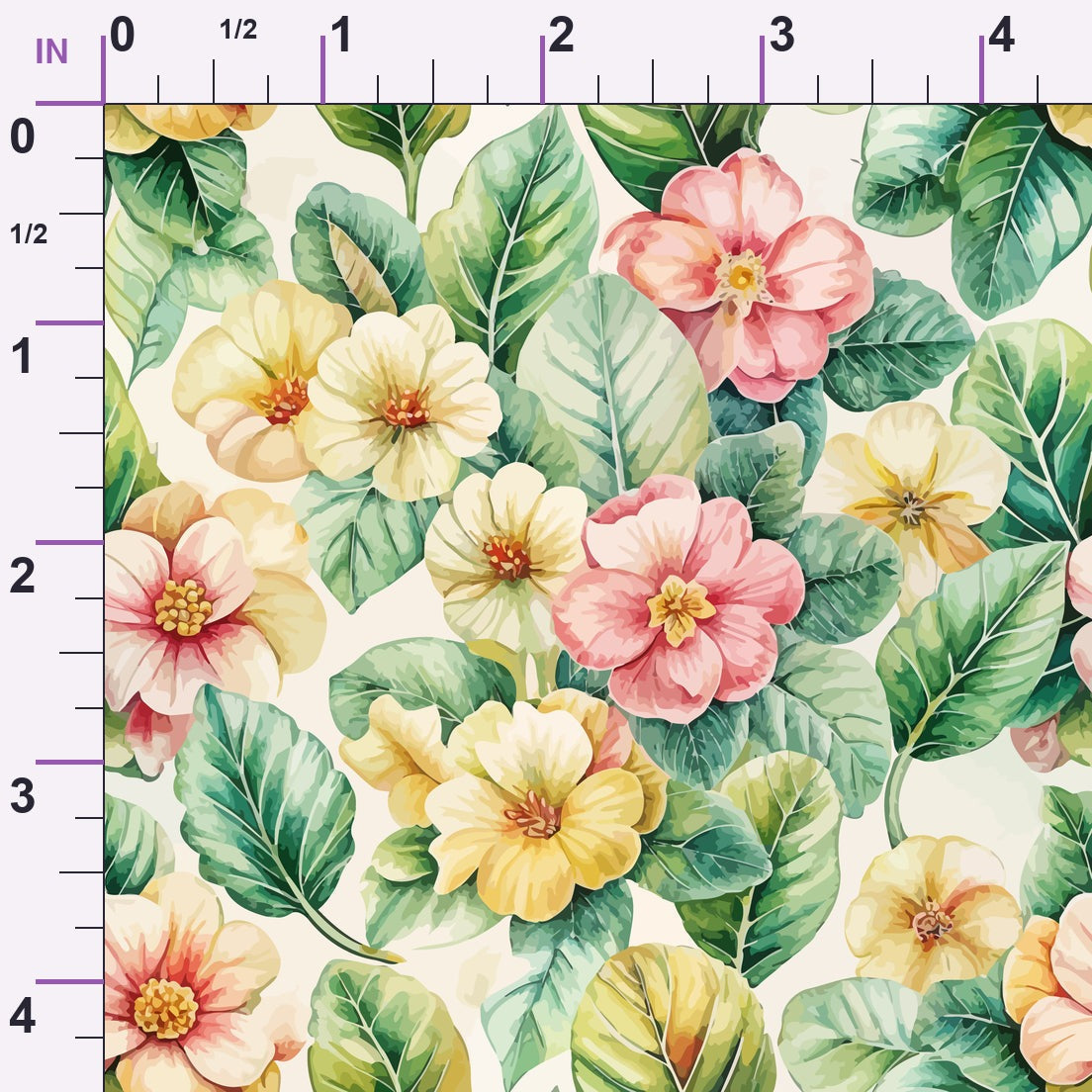 Art Nouveau Primroses Pattern 1 Minky Fabric