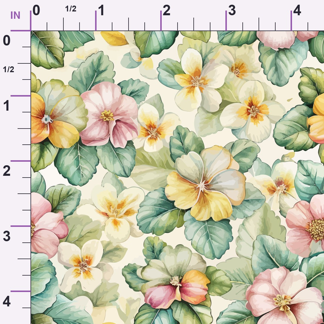 Art Nouveau Primroses Pattern 2 Minky Fabric