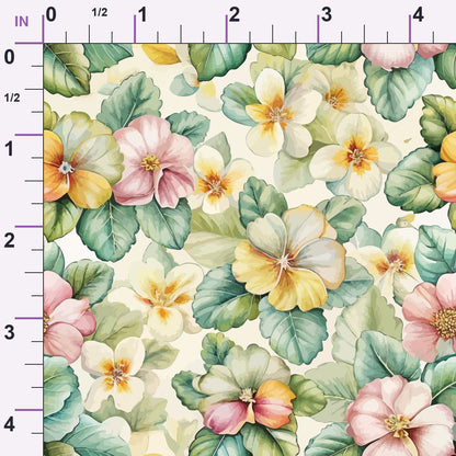 Art Nouveau Primroses Pattern 2 Minky Fabric
