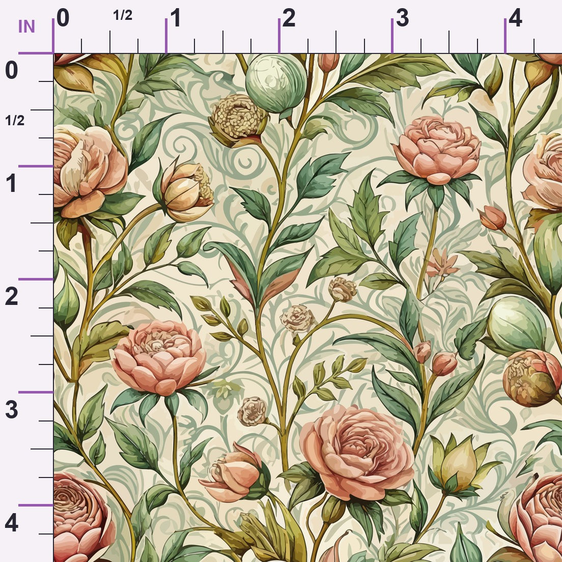 Art Nouveau Roses Pattern 1 Minky Fabric