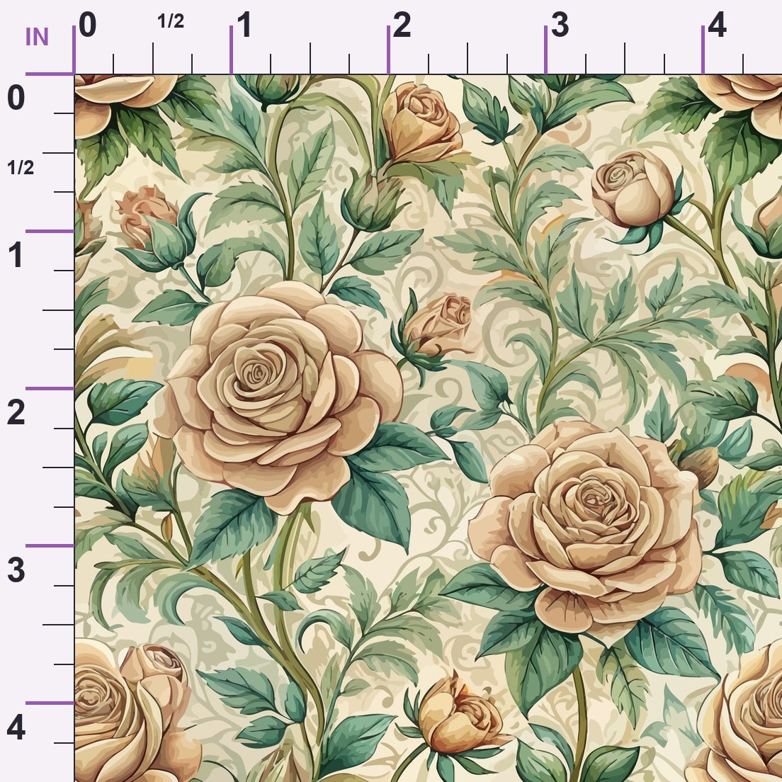Art Nouveau Roses Pattern 2 Minky Fabric
