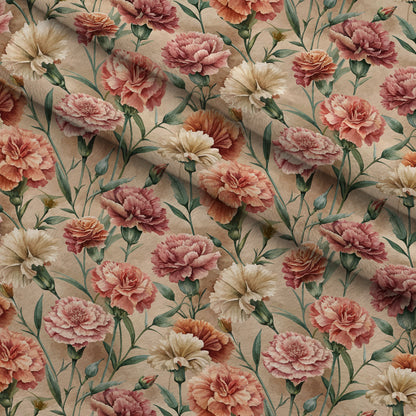 Art Nouveau Ruffled Carnations Pattern 1 Minky Fabric