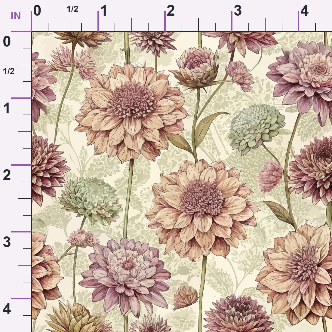 Art Nouveau Scabiosas Pattern 1 Minky Fabric