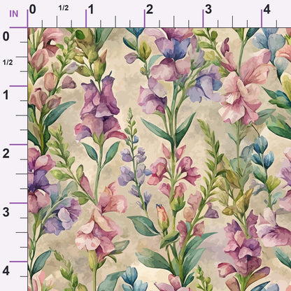 Art Nouveau Snapdragons Pattern 1 Minky Fabric