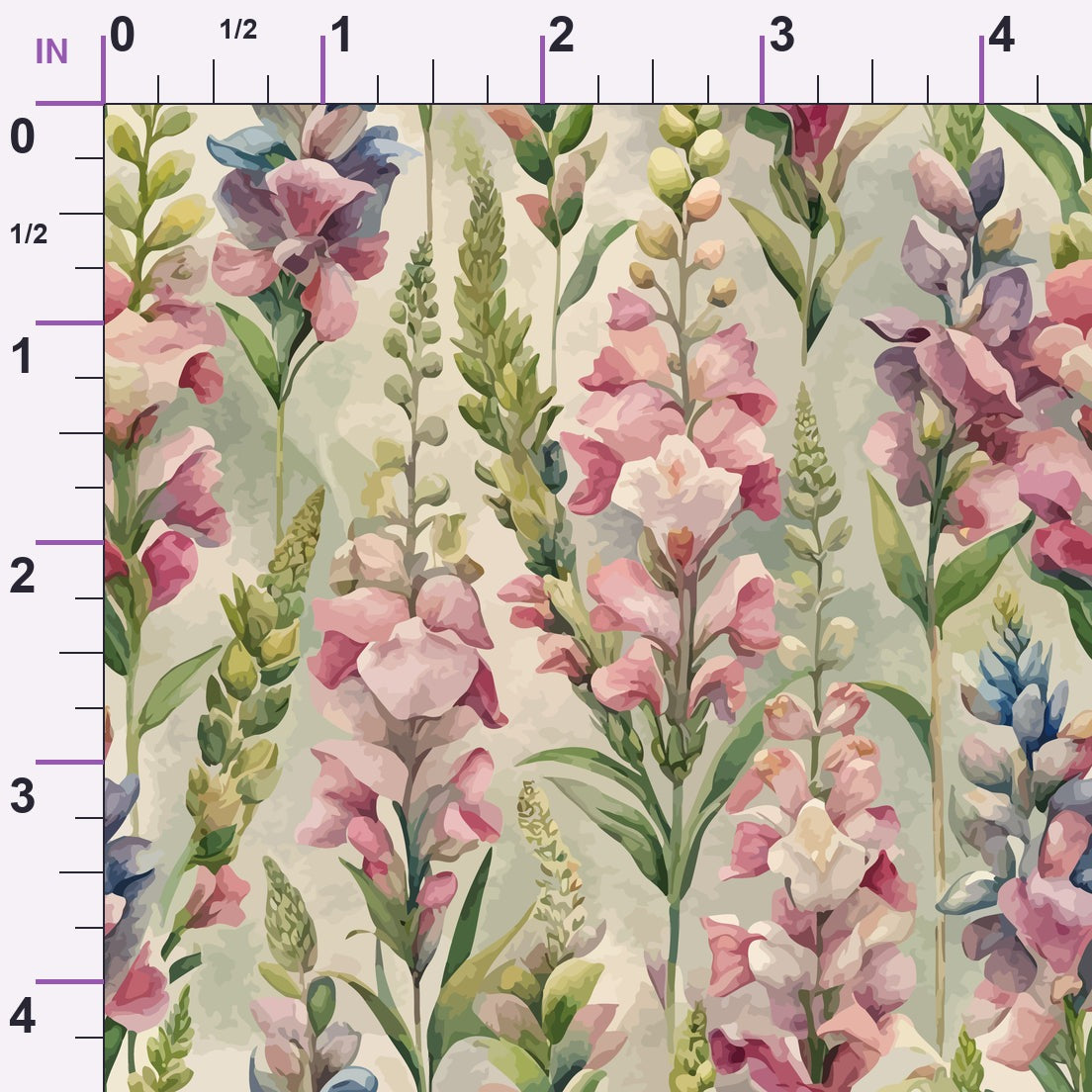 Art Nouveau Snapdragons Pattern 2 Minky Fabric