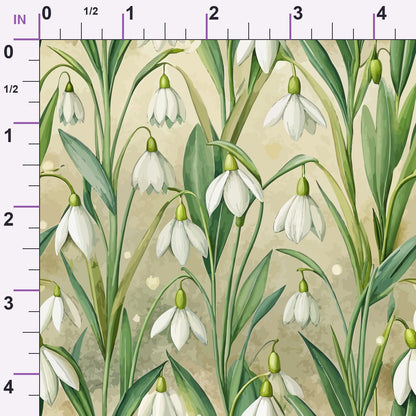 Art Nouveau Snowdrops Pattern 1 Minky Fabric