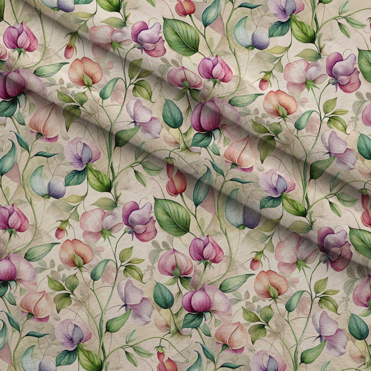 Art Nouveau Sweet Peas Pattern 1 Minky Fabric