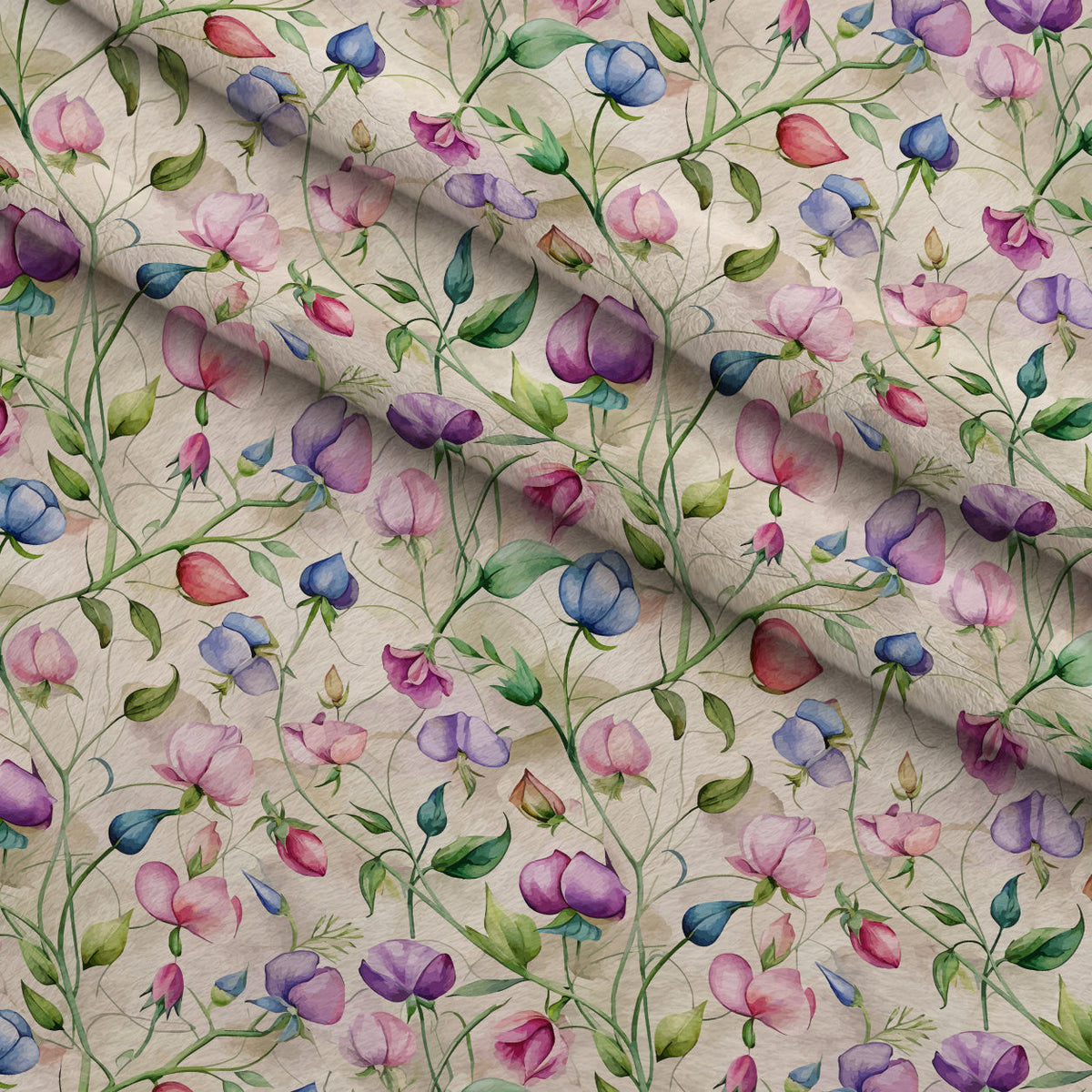 Art Nouveau Sweet Peas Pattern 2 Minky Fabric