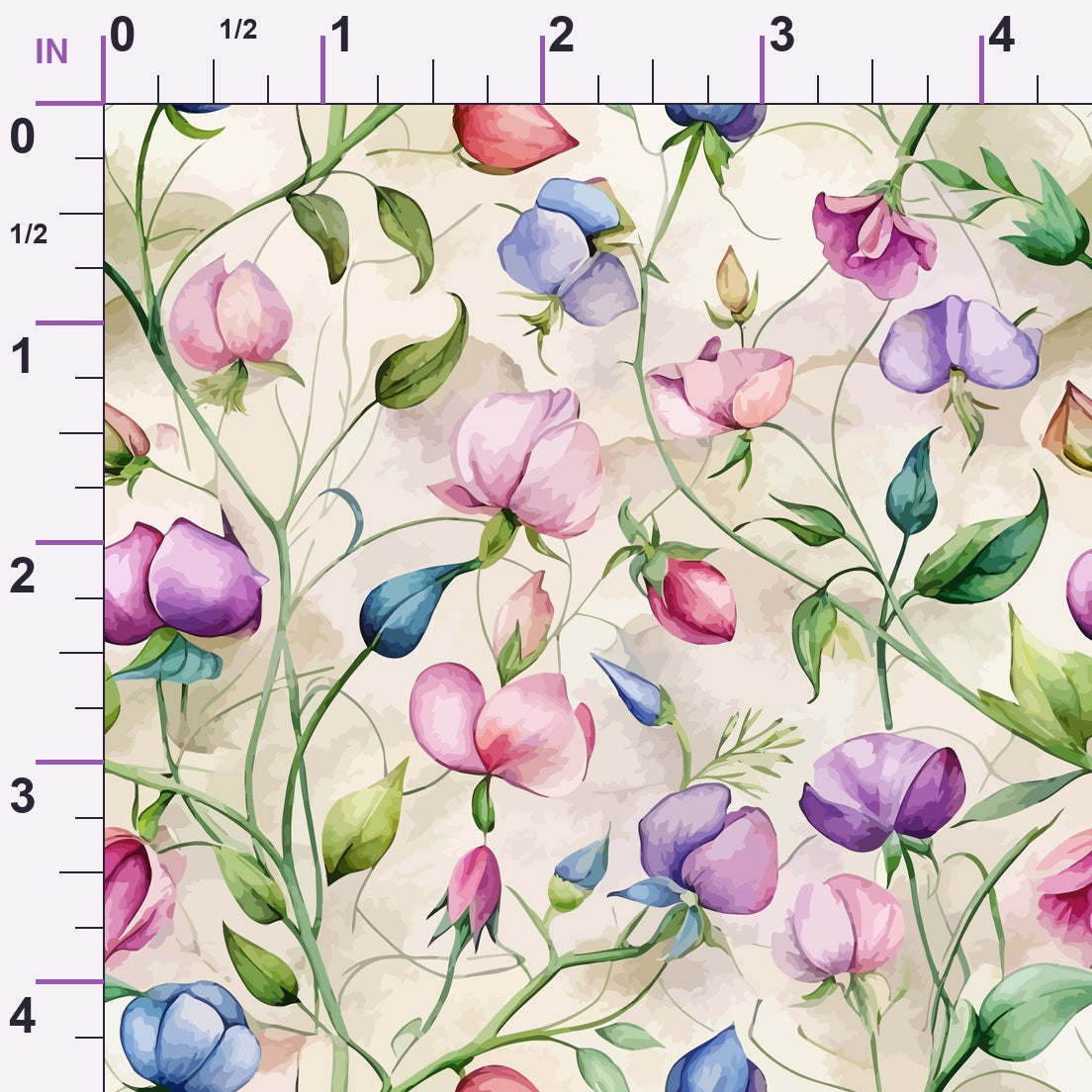 Art Nouveau Sweet Peas Pattern 2 Minky Fabric