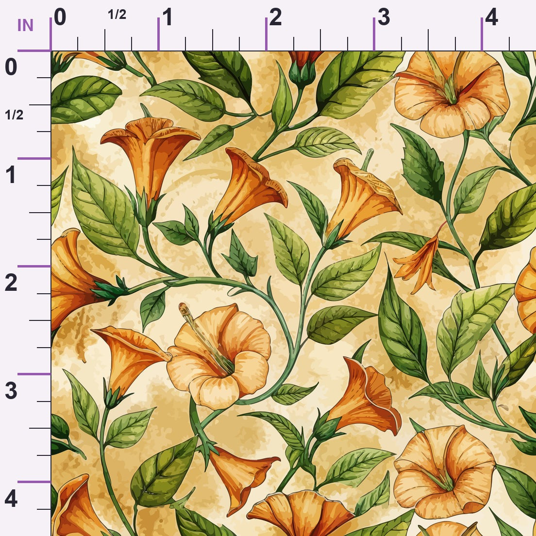 Art Nouveau Trumpet Vines Pattern 1 Minky Fabric
