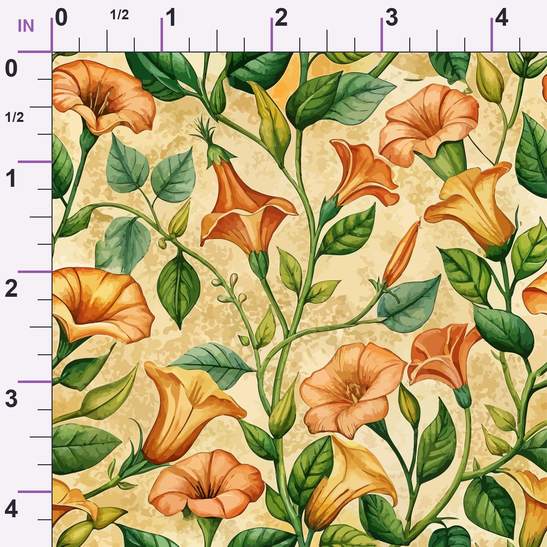 Art Nouveau Trumpet Vines Pattern 2 Minky Fabric