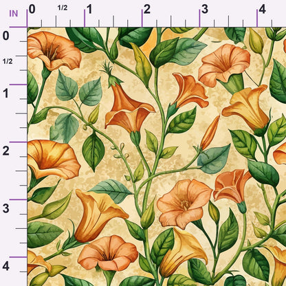 Art Nouveau Trumpet Vines Pattern 2 Minky Fabric