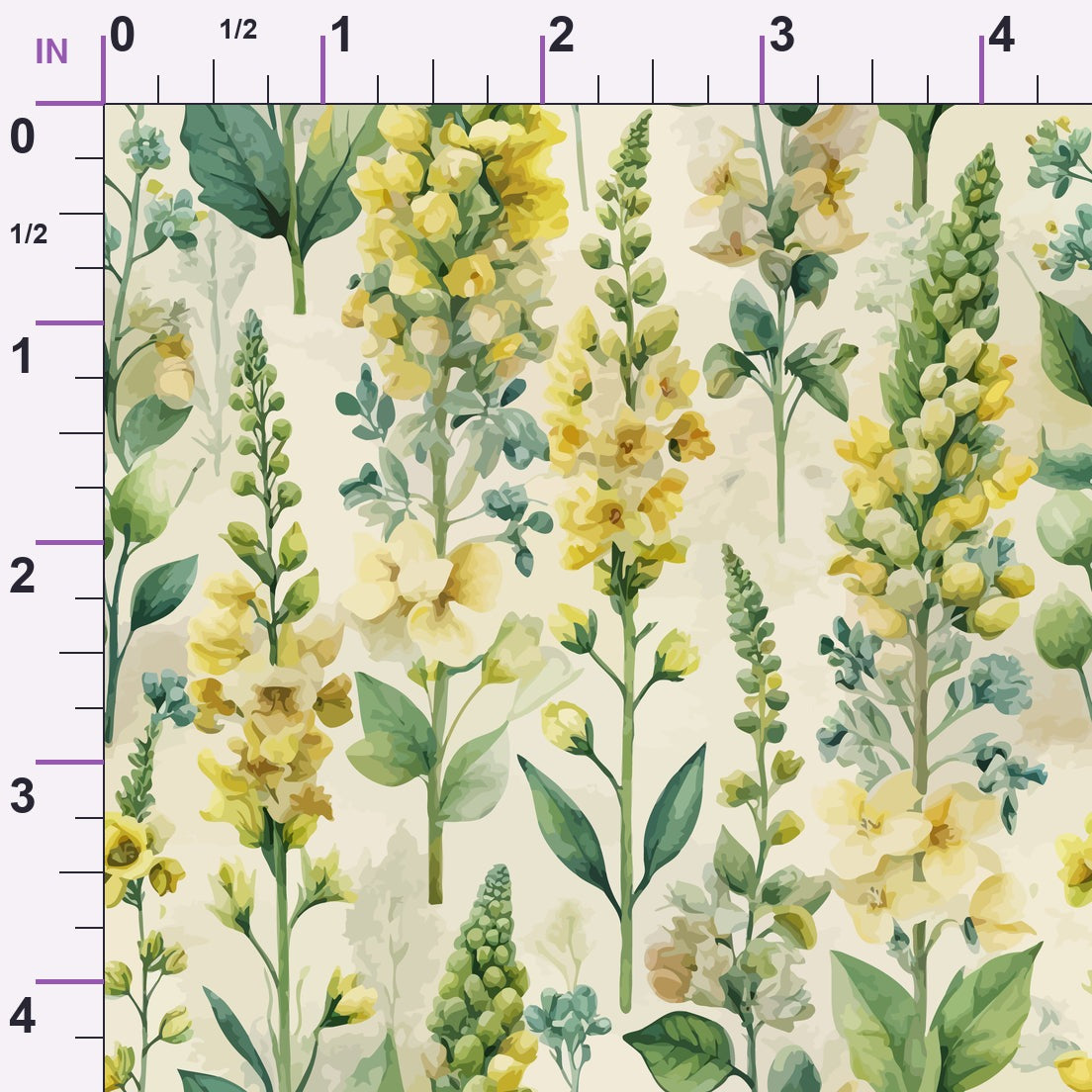 Art Nouveau Verbascum Flowers Pattern 1 Minky Fabric