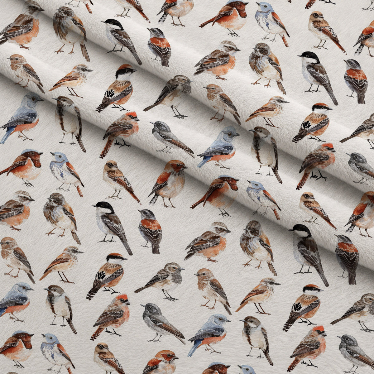 Assorted Birds Pattern Minky Fabric