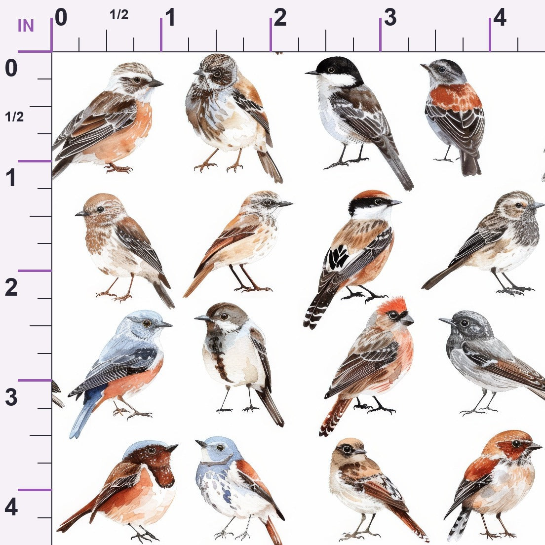 Assorted Birds Pattern Minky Fabric