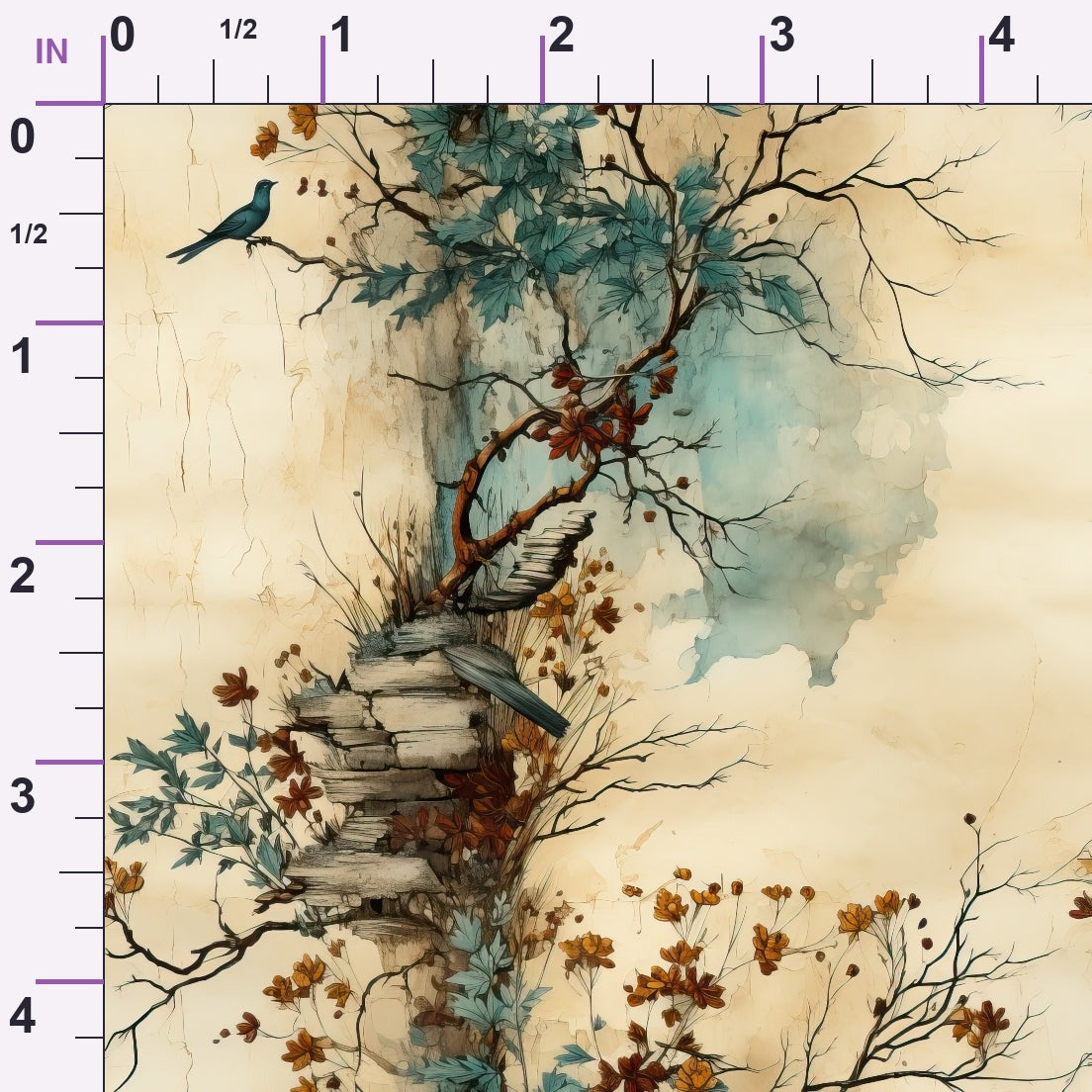 Autumn Birdsong Pattern 1 Minky Fabric