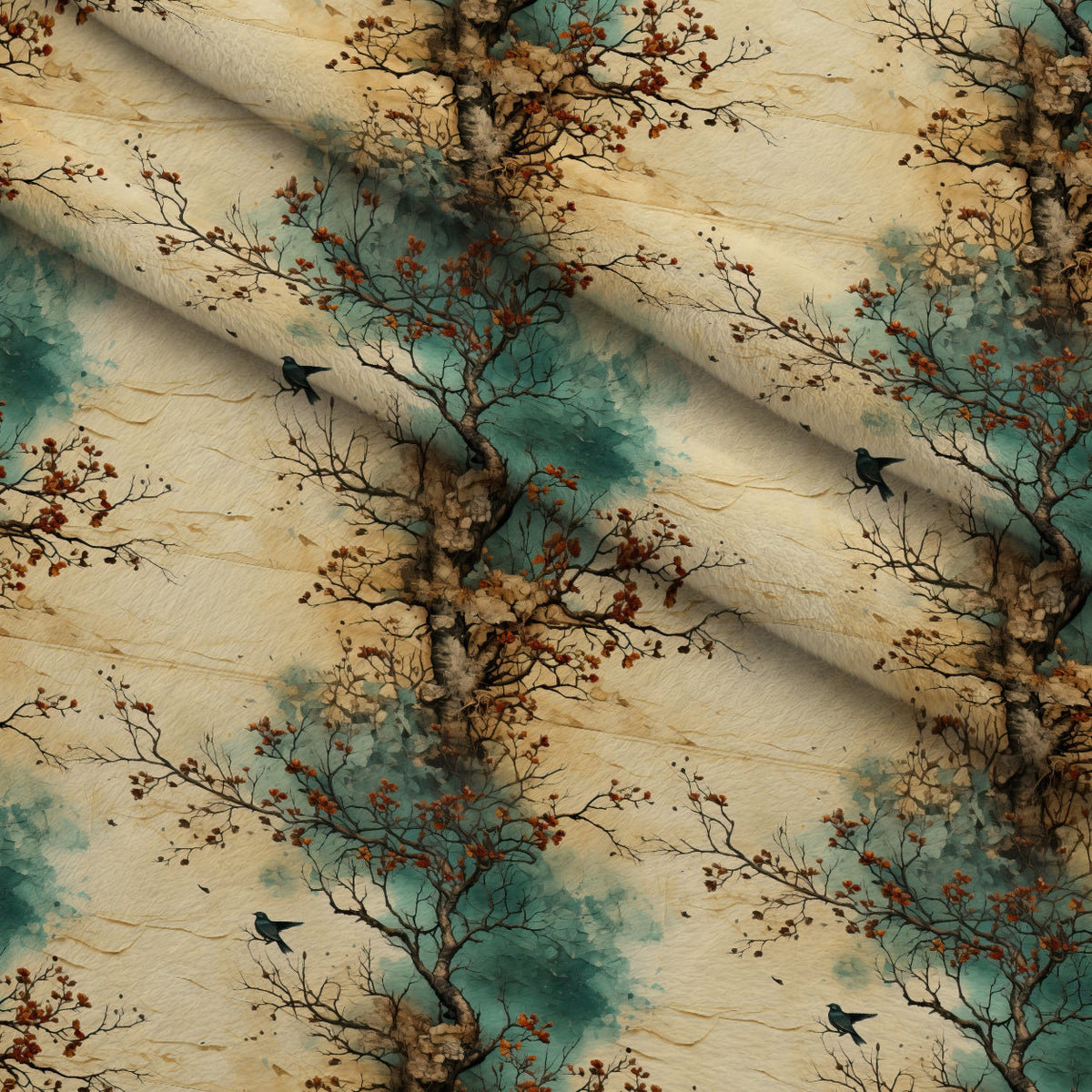 Autumn Birdsong Pattern 11 Minky Fabric