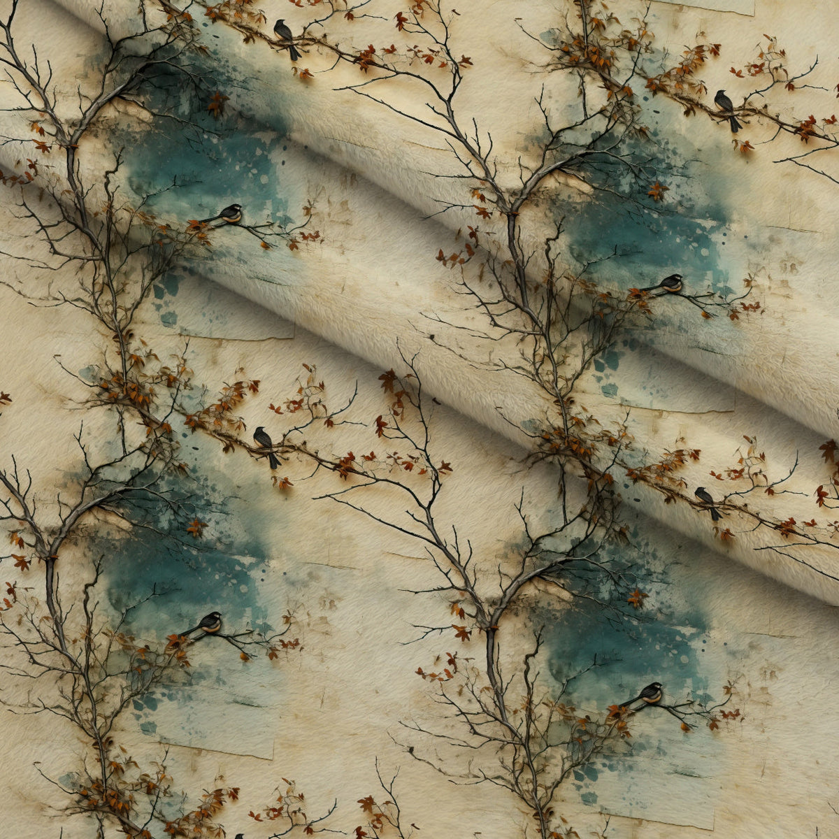 Autumn Birdsong Pattern 12 Minky Fabric