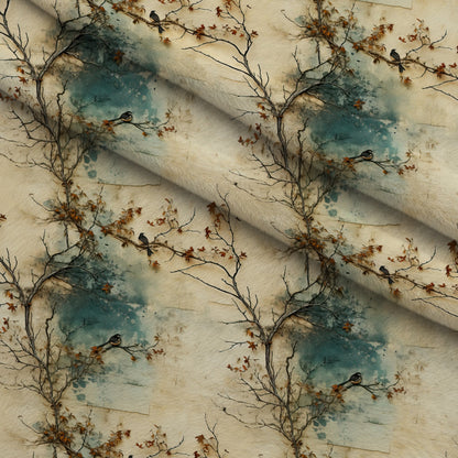 Autumn Birdsong Pattern 12 Minky Fabric