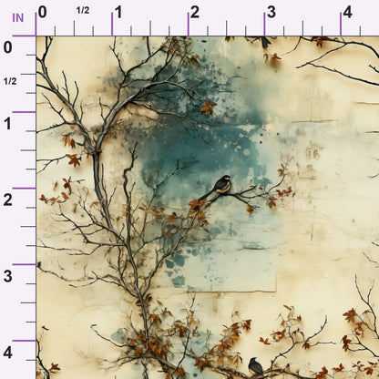 Autumn Birdsong Pattern 12 Minky Fabric