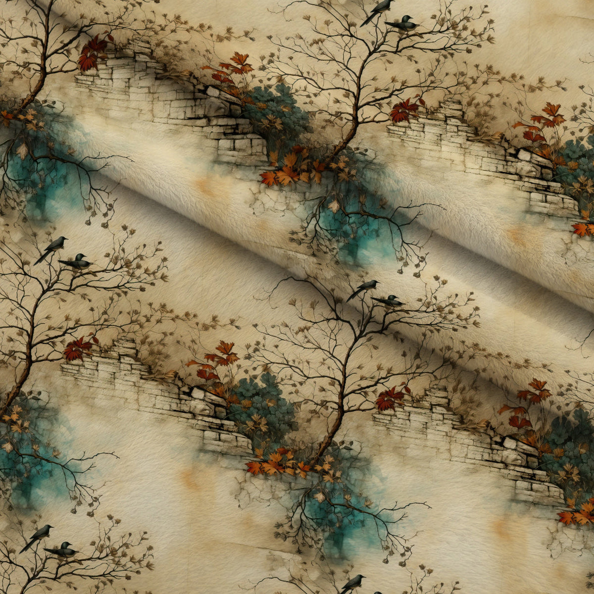 Autumn Birdsong Pattern 5 Minky Fabric