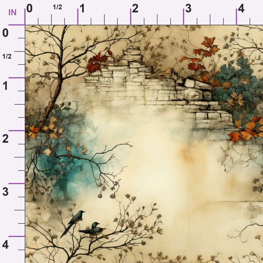 Autumn Birdsong Pattern 5 Minky Fabric